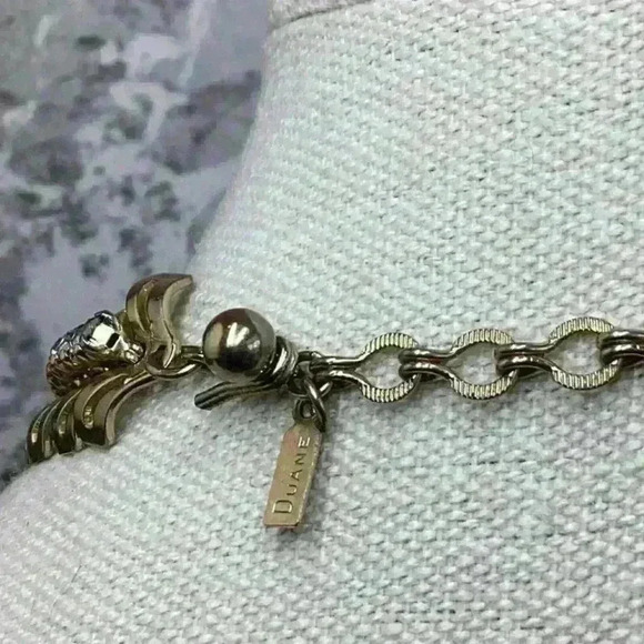 Vintage Duane Gold and Glass Rhinestone Necklace - Picture 3 of 3